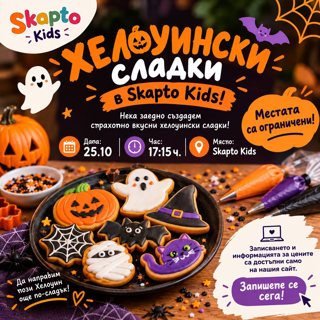 🎃🍪 Хелоуинска сладкарска магия в Skapto Kids! 👻🧡